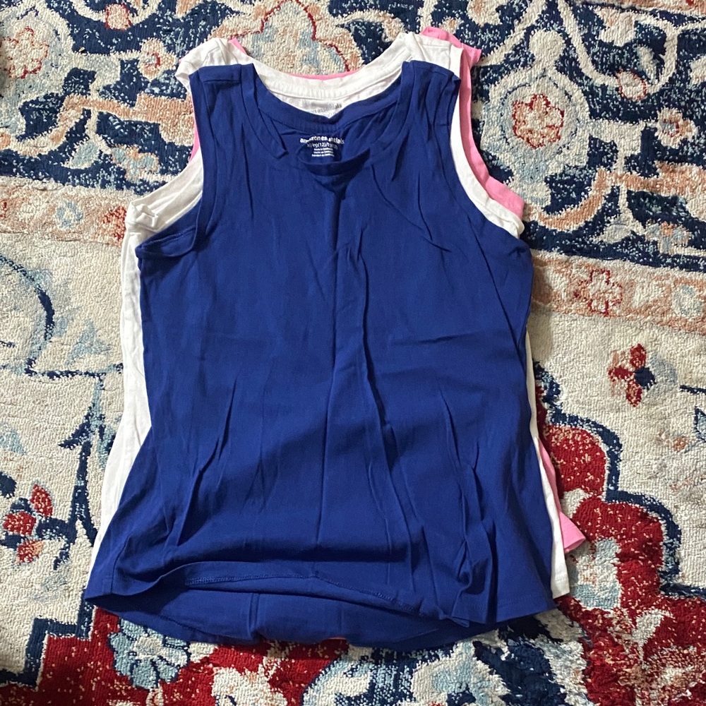 Amazon Essentials Girls’ Tank Tops – 3 Pack (Pink, White, Blue) –Size XL (10/12)